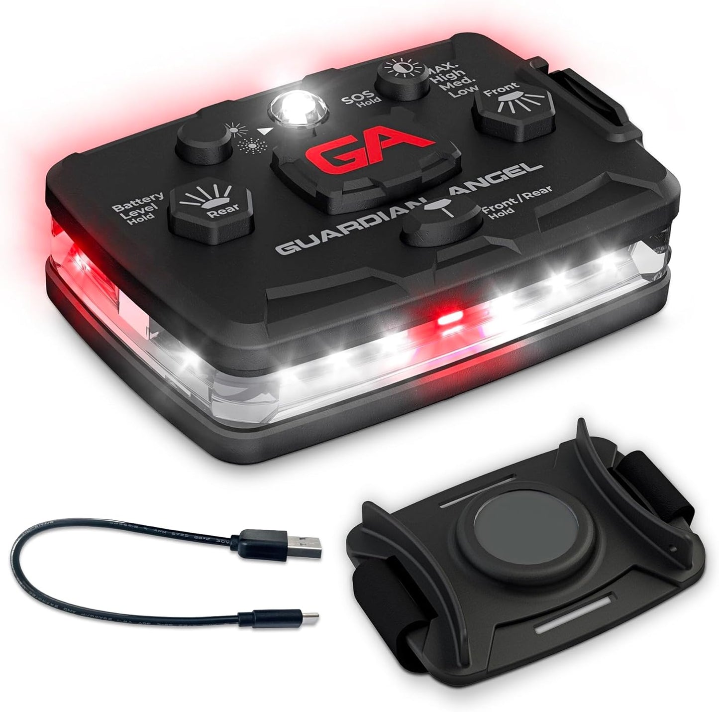 White/Red Wearable Safety Light - Elite
