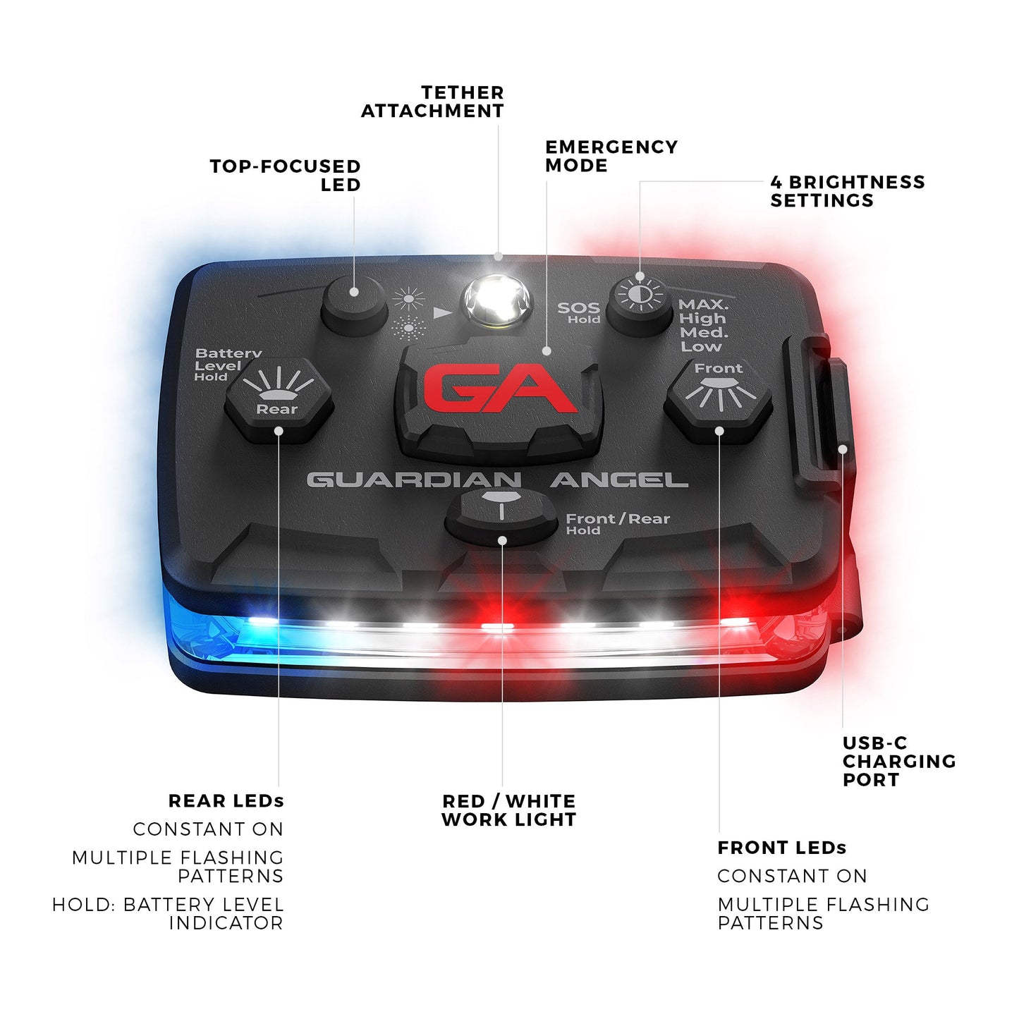 Red/Blue Wearable Safety Light  - Elite